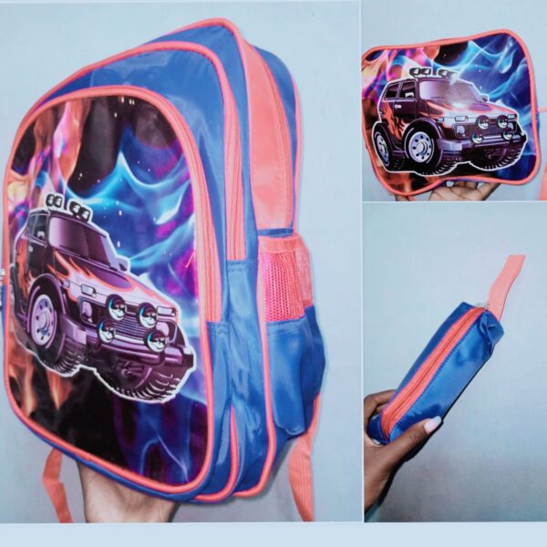 3in1 truck school bag lunch bag pencil pouch and water bottle compartment