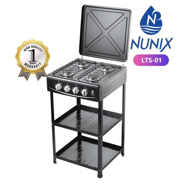 Nunix full gas standing cooker with shelf