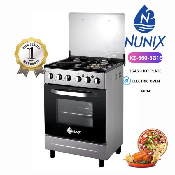 Nunix 60×60 3+1 Freestanding cooker with electric oven