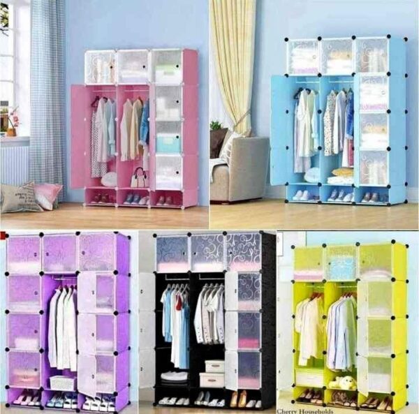 Three column plastic portable wardrobes